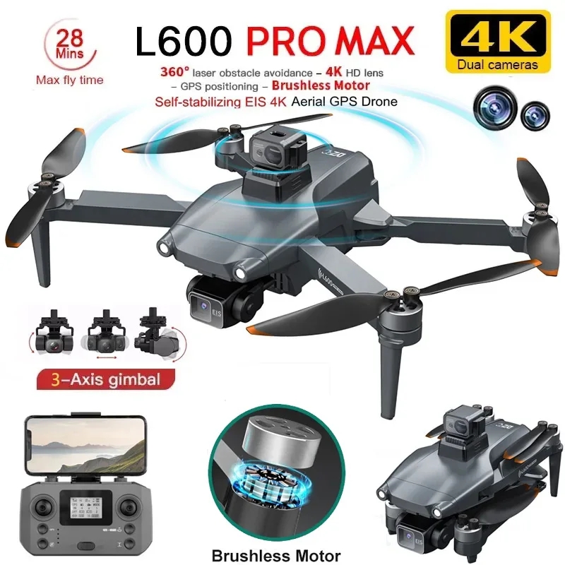 L600 PRO MAX Drone GPS profesi - Drone Gimbal 3 Axis ulasan dan harga